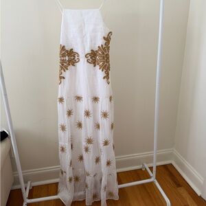 White Maxi Dress with Gold designs from wknd size XS